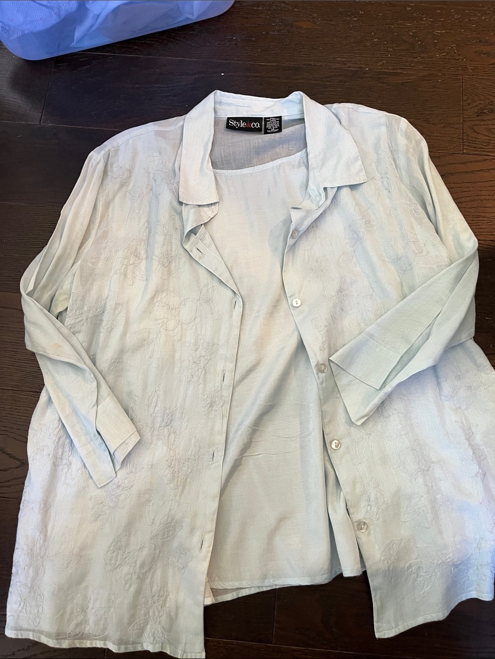 Style & Co. Pale Blue Women's Button-Front Blouse